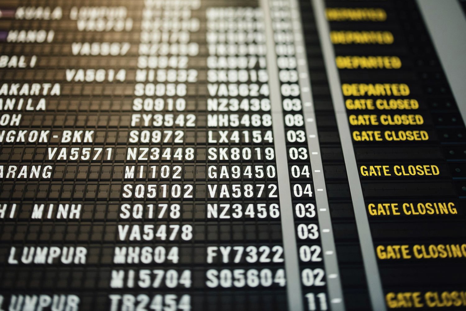 Табло вильотів із написом GATE CLOSED
